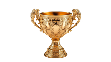 Golden Trophy with Ornate Design on Checkered Background