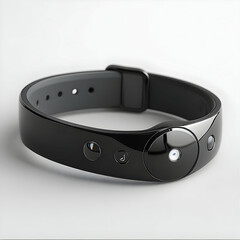 Black Smartwatch with Circular Display and Buttons 3D Illustration