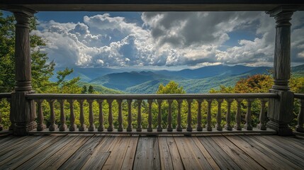 Fototapeta premium Black Mountain, NC Landscape: Beautiful Clouds Over Appalachian Mountains