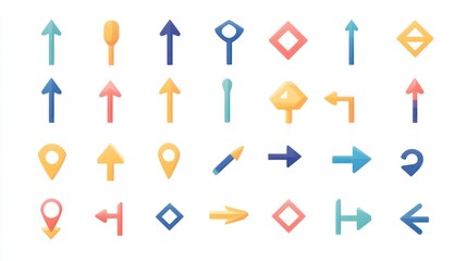 Colorful Arrow and Direction Icons Set