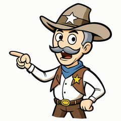 Vector Illustration of Sheriff Pointing Finger - Printable Design