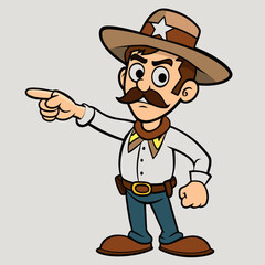Vector Illustration of Sheriff Pointing Finger - Printable Design
