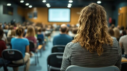 A community meeting in a local hall where peer-to-peer insurance models are being explained.