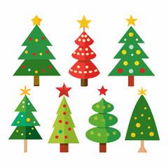Obraz premium Christmas Tree Icons on White Background - Festive Holiday Vector Graphics