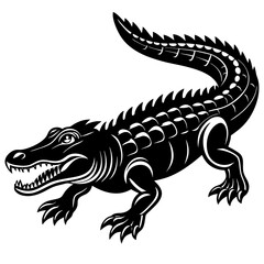 Fototapeta premium Crocodile Silhouette Vector on White Background - Modern Minimalist Design