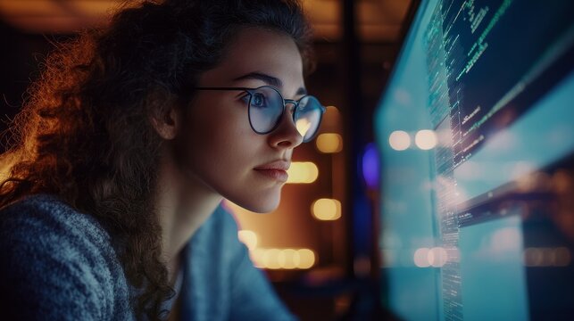 A scientist conducting climate research through cloud simulations, their expression one of deep focus and responsibility towards the environment