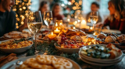Family Enjoying Festive Dinner With Laughter