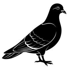 Black Silhouette Bird Pigeon Vector - Minimalist Design for Art and Print