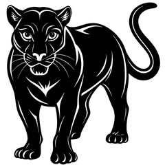 Panther Outline in Black and White - Precision Vector Silhouette Design