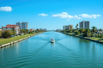 Naklejka premium Brownsville Texas. The Intracoastal Waterway: 3,000 Miles of Blue Canals in America