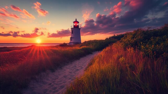 Barnstable Massachusetts - Cape Cod Sandy Neck Light Lighthouse at Sunrise