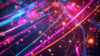 Obraz premium Neon Lines and Glowing Circles