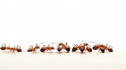 Red Ants on Wooden Surface  Macro Photography