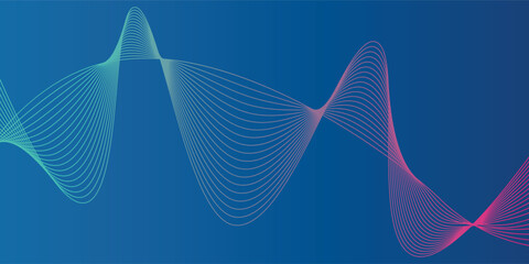 Abstract glowing wave lines on dark blue background. Dynamic wave pattern. Modern flowing wavy lines.