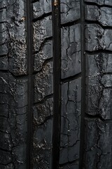 Tire on Road Close-Up