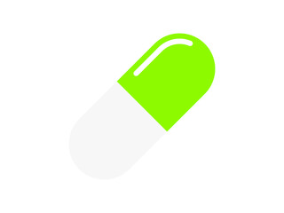 シンプル薬アイコン（カプセル剤）：光沢緑