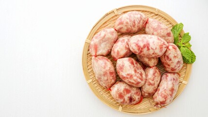 Fresh Pork and rice sausage, fresh northeastern thai sausage thai called sai kror isan