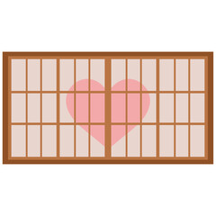 ハート型デザインの障子イラストセット　ベクター　　和