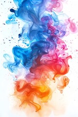 Abstract watercolor splash in vibrant hues of blue, orange, and pink, dynamic composition, capturing a sense of movement and creativity