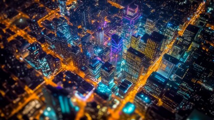 City Lights at Night: A Vibrant Aerial View
