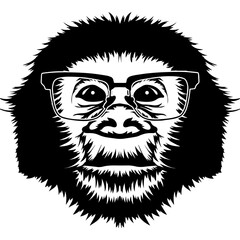Chimp Monkey Champanzee In Glasses