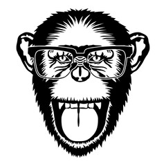Chimpanzee Laughing In Glasses