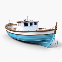 Naklejka premium Vintage fishing boat, adding. Old wooden water vehicle isolated on a white background