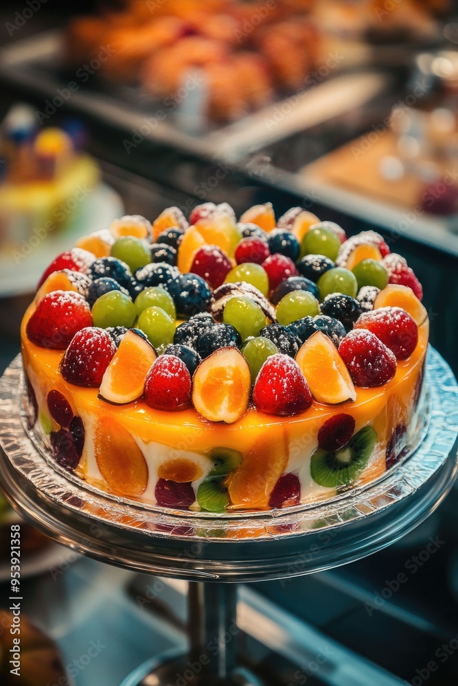 Wall mural fruit cake on glass plate