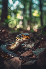 Snake in Woods Close-up