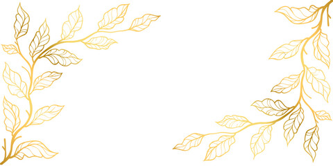 Golden floral frame, luxury botanical elements. elegant wildflowers. Botanical feminine rustic trendy vector