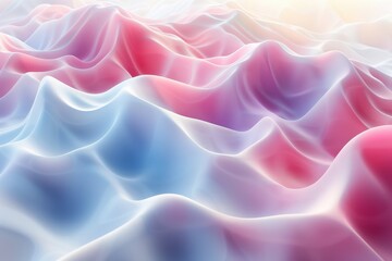 Obraz premium Colorful Abstract Wave-Like Pattern with Smooth Gradient Transitions of Red, Pink, Blue and White Hues Resembling Soft Undulating Fabric in Fluid MotionAbstract