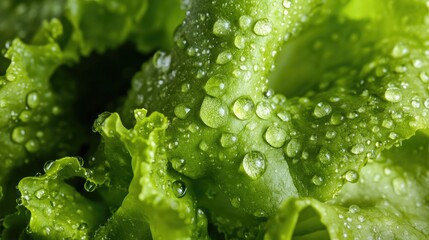 Close-up of Dewy Green Lettuce