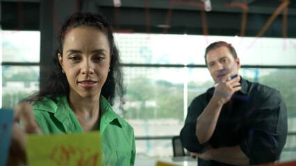 Professional business people discuss about creative marketing idea in modern office. Business team...