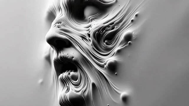 Monstrous Face Pressed Against Smooth, Semi-Transparent Surface