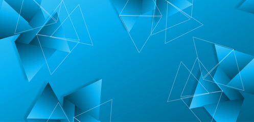 Abstract Blue Geometric Design. Modern Composition with Transparent Triangles and Dynamic Layering
