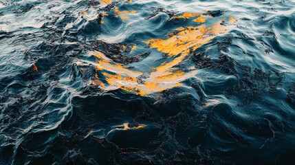 Oil Spill in Ocean Threatening Marine Life and Coastal Ecosystems - Environmental Awareness