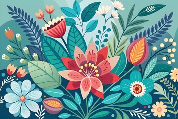 Fototapeta premium abstract watercolor floral flower illustration, watercolor flowers