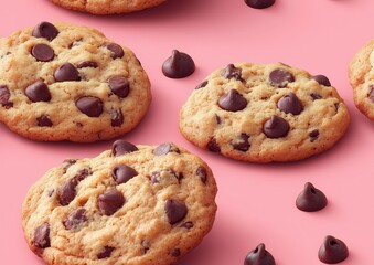 Chocolate Chip Cookie Cookies Candy Nuts Toffee Delicious Food Tile Tiled Repeatable Repeat Pattern Tessellation Background Image	