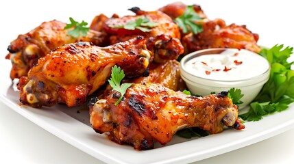 Golden crispy chicken wings served on a platter with dipping sauces, perfect for sharing with friends and family
