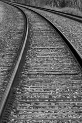 Black and White, highspeed rail line on curve