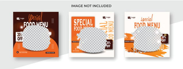 Fast food restaurant  social media post or web banner template design Fresh pizza, burger & pasta online sale promotion flyer or poster.