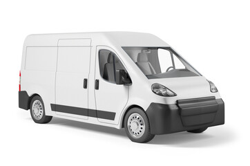 White delivery van on a white background