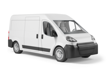 White delivery van on a white background
