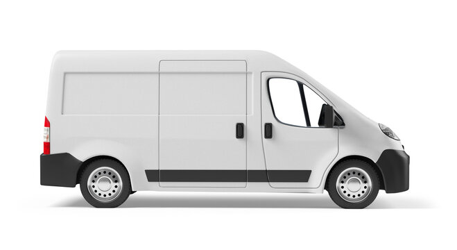 White delivery van on a white background