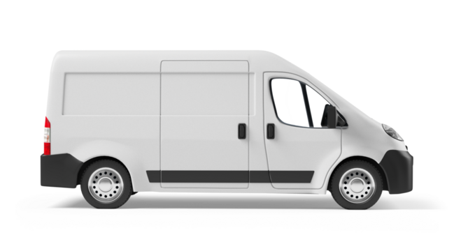 White delivery van on a white background