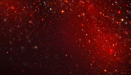 Blurred Background with Red christmas glitter and stars glowing texture. Generative AI