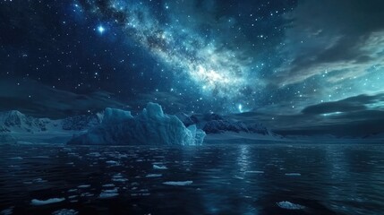 Naklejka premium Large Iceberg in Open Water