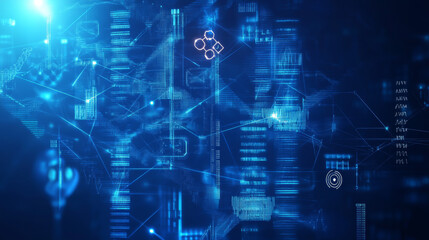 Health care and medical science concept with digital technology and innovation on a modern blue background. 