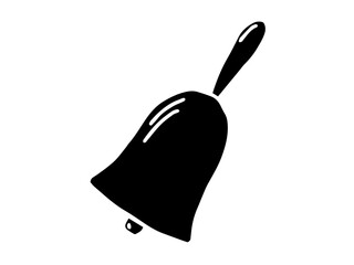 Black silhouette of bell isolated on white background, concept of celebration, minimalist design, holiday decoration, festive symbol.