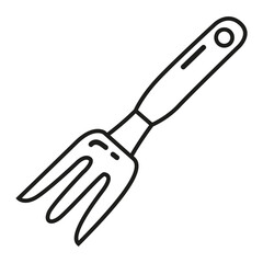 Rake icon.Garden rake.gardening and agriculture tool.Gardening rake.Isolated on white background.Outline vector illustration.Rake tool.